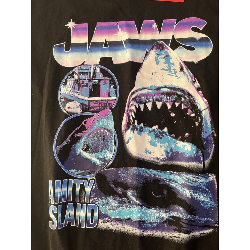 Jaws Universal City Mens Large Graphic Black T-Shirt Short Sleeve Pullover NWT - Picture 3 of 6